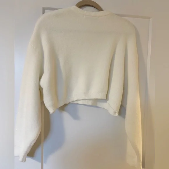 Zara Women's Off-White Cropped Sweater M - Picture 3 of 4